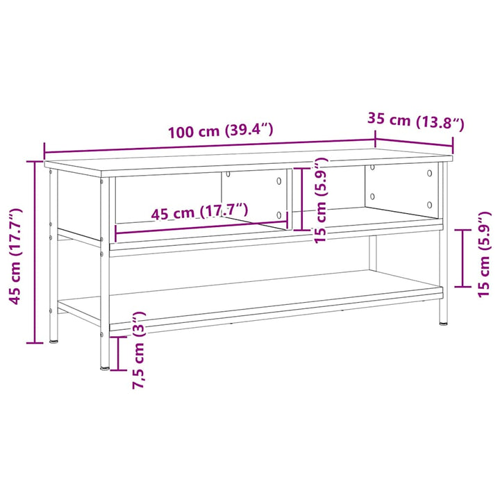 Tv-Bänkset Svart Ek 100 X 35 X 45 Cm Konstruerat Trä