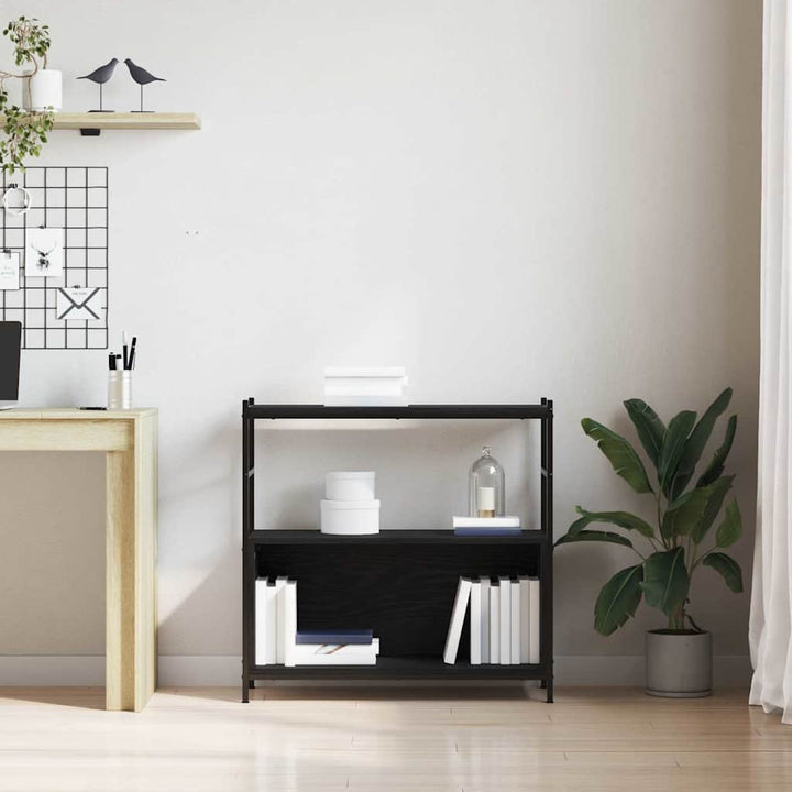 Hyllsystem Svart Ek 80 X 30 X 78.5 Cm Konstruerat Trä