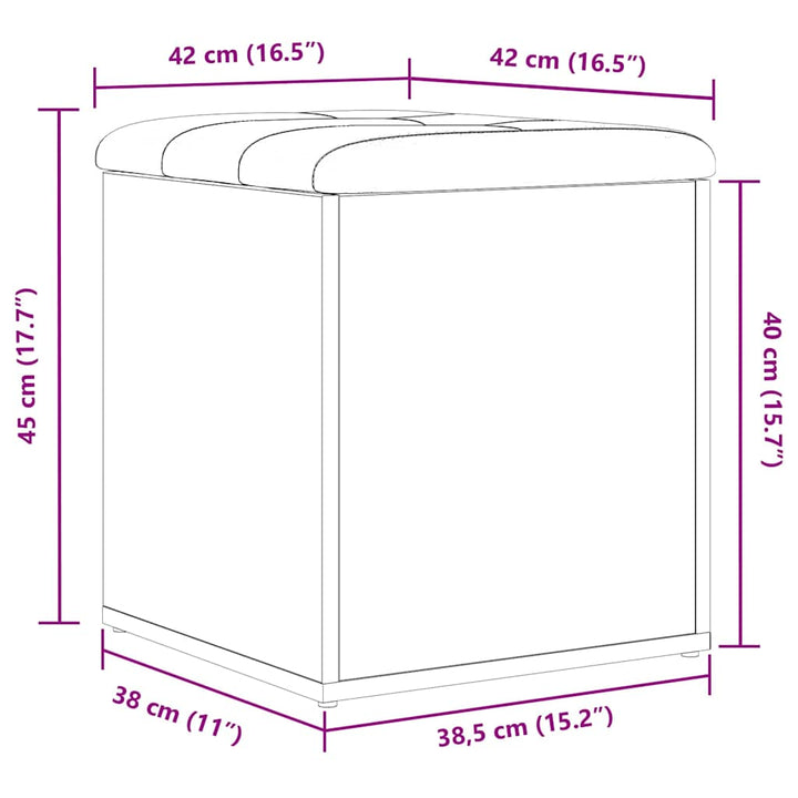 Förvaringsbänk Svart Ek 42 X 42 X 45 Cm Konstruerat Trä