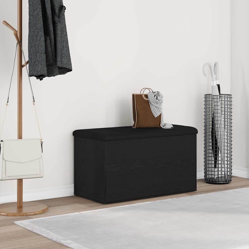 Förvaringsbänk Svart Ek 82 X 42 X 45 Cm Konstruerat Trä