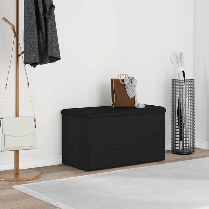 Förvaringsbänk Svart Ek 82 X 42 X 45 Cm Konstruerat Trä