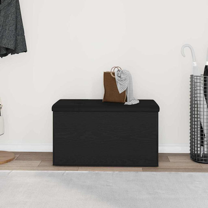 Förvaringsbänk Svart Ek 82 X 42 X 45 Cm Konstruerat Trä