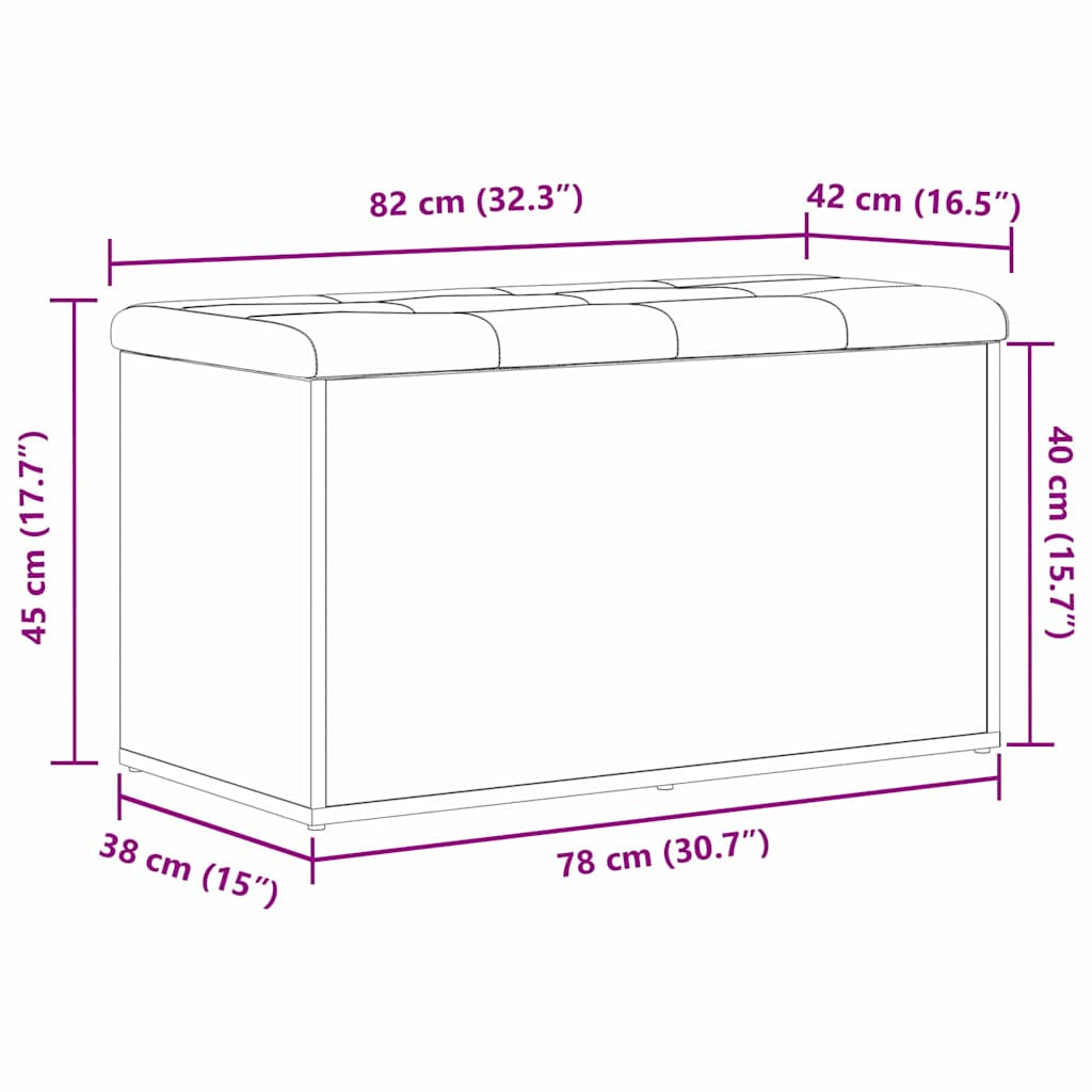 Förvaringsbänk Svart Ek 82 X 42 X 45 Cm Konstruerat Trä