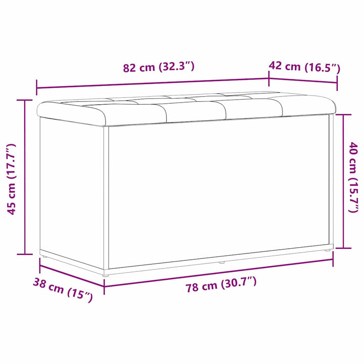 Förvaringsbänk Svart Ek 82 X 42 X 45 Cm Konstruerat Trä