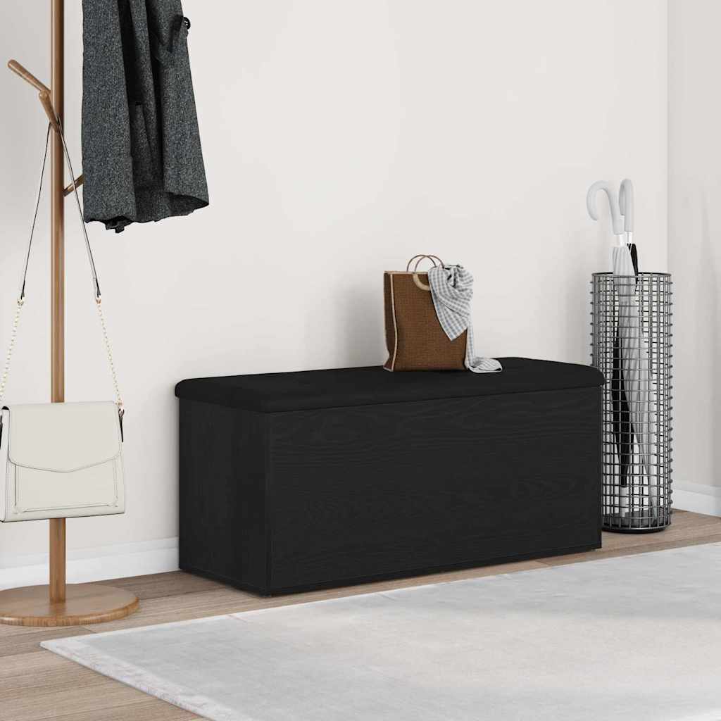 Förvaringsbänk Svart Ek 102 X 42 X 45 Cm Konstruerat Trä