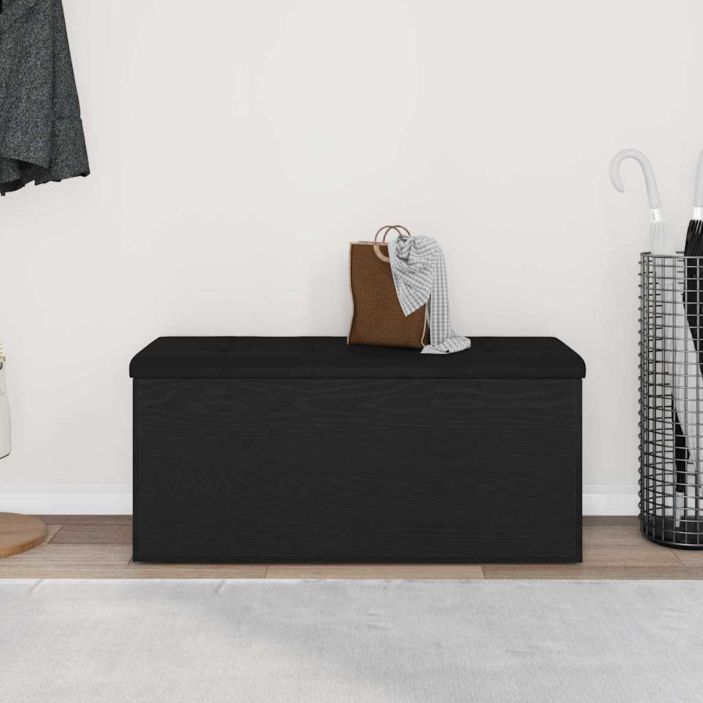 Förvaringsbänk Svart Ek 102 X 42 X 45 Cm Konstruerat Trä