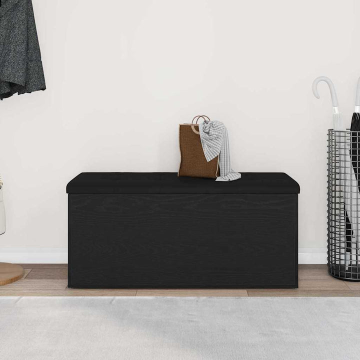 Förvaringsbänk Svart Ek 102 X 42 X 45 Cm Konstruerat Trä