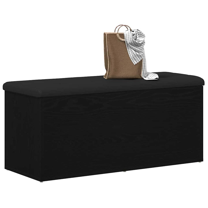 Förvaringsbänk Svart Ek 102 X 42 X 45 Cm Konstruerat Trä