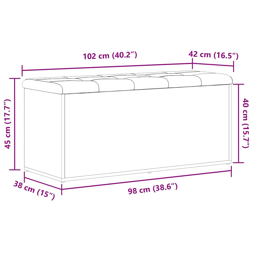 Förvaringsbänk Svart Ek 102 X 42 X 45 Cm Konstruerat Trä