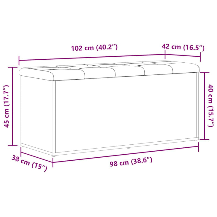Förvaringsbänk Svart Ek 102 X 42 X 45 Cm Konstruerat Trä