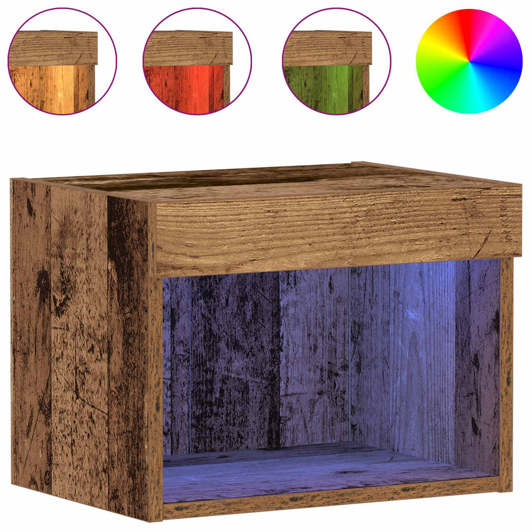 Tv-Bänkset Med Led Gammalt Trä 40 X 30 X 30 Cm Konstruerat Trä