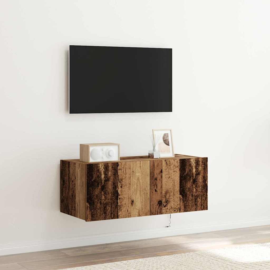 Tv Vägghylla Gammalt Trä 80 X 35 X 31 Cm Konstruerat Trä