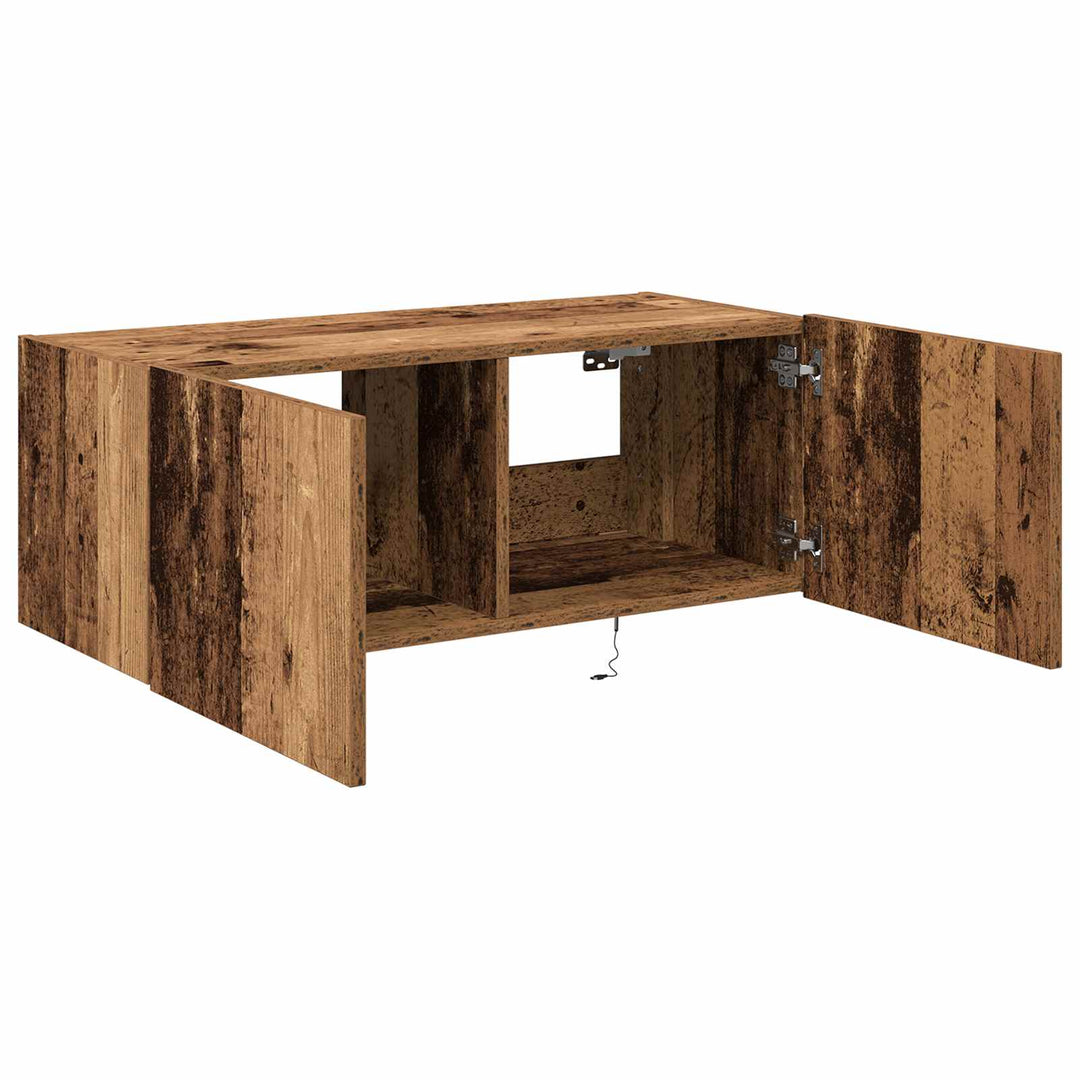 Tv Vägghylla Gammalt Trä 80 X 35 X 31 Cm Konstruerat Trä