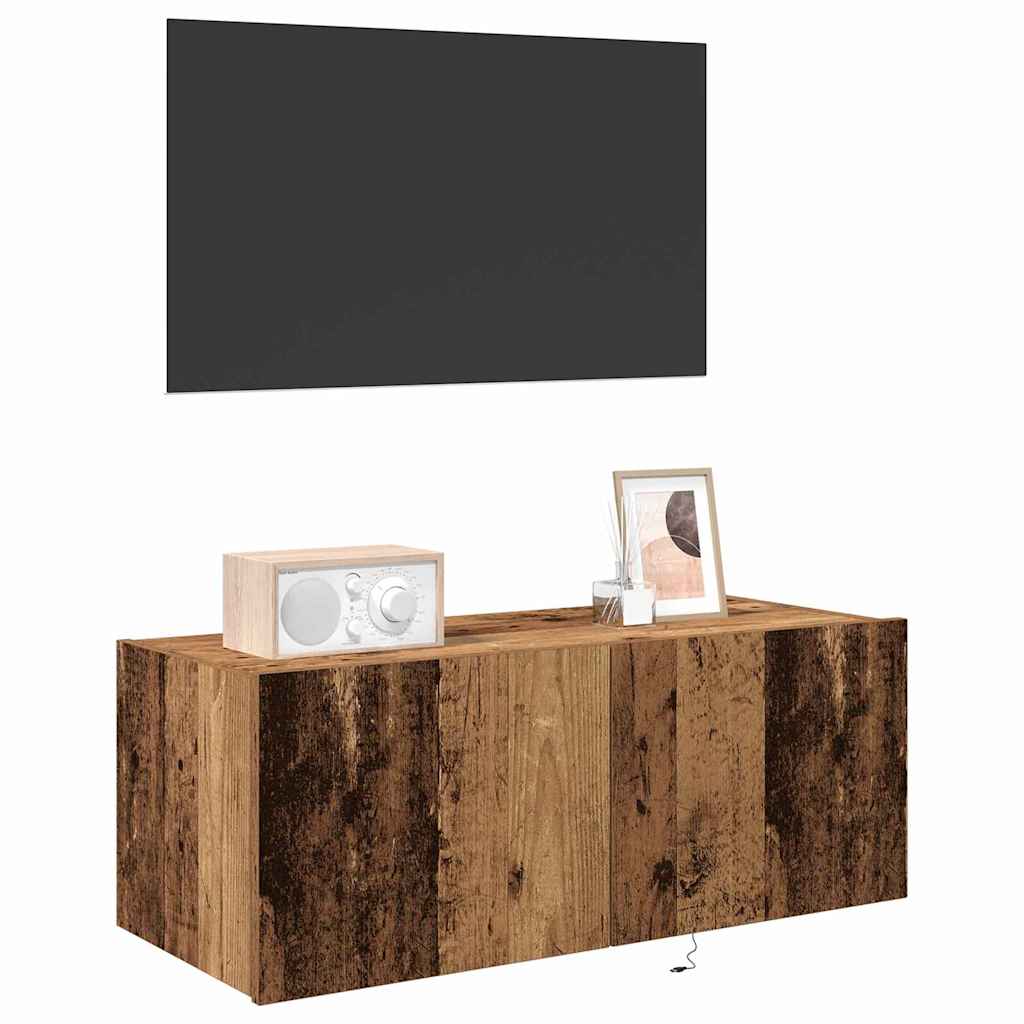Tv Vägghylla Gammalt Trä 80 X 35 X 31 Cm Konstruerat Trä