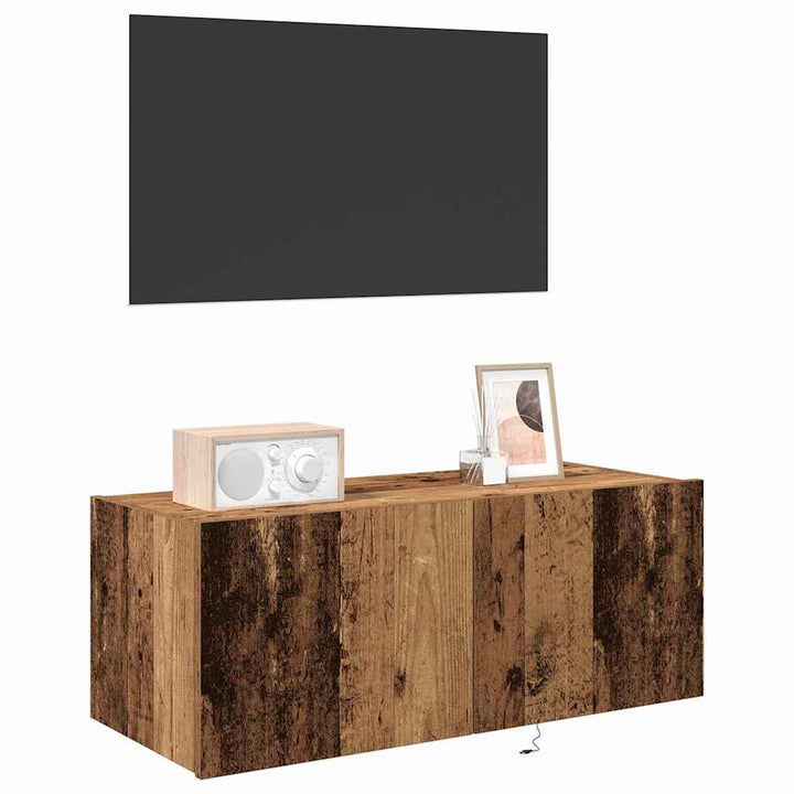 Tv Vägghylla Gammalt Trä 80 X 35 X 31 Cm Konstruerat Trä