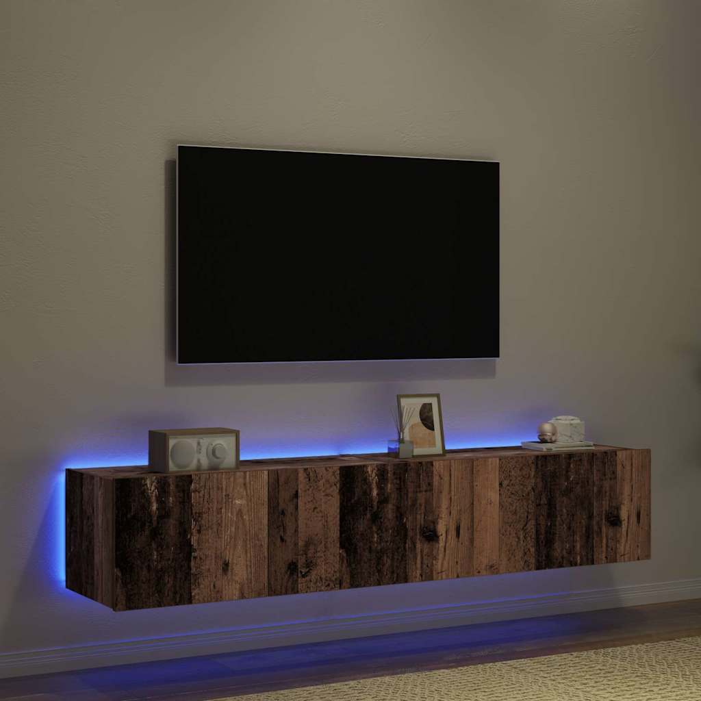 Tv Vägghylla 2 Pcs Gammalt Trä 80 X 35 X 31 Cm Konstruerat Trä