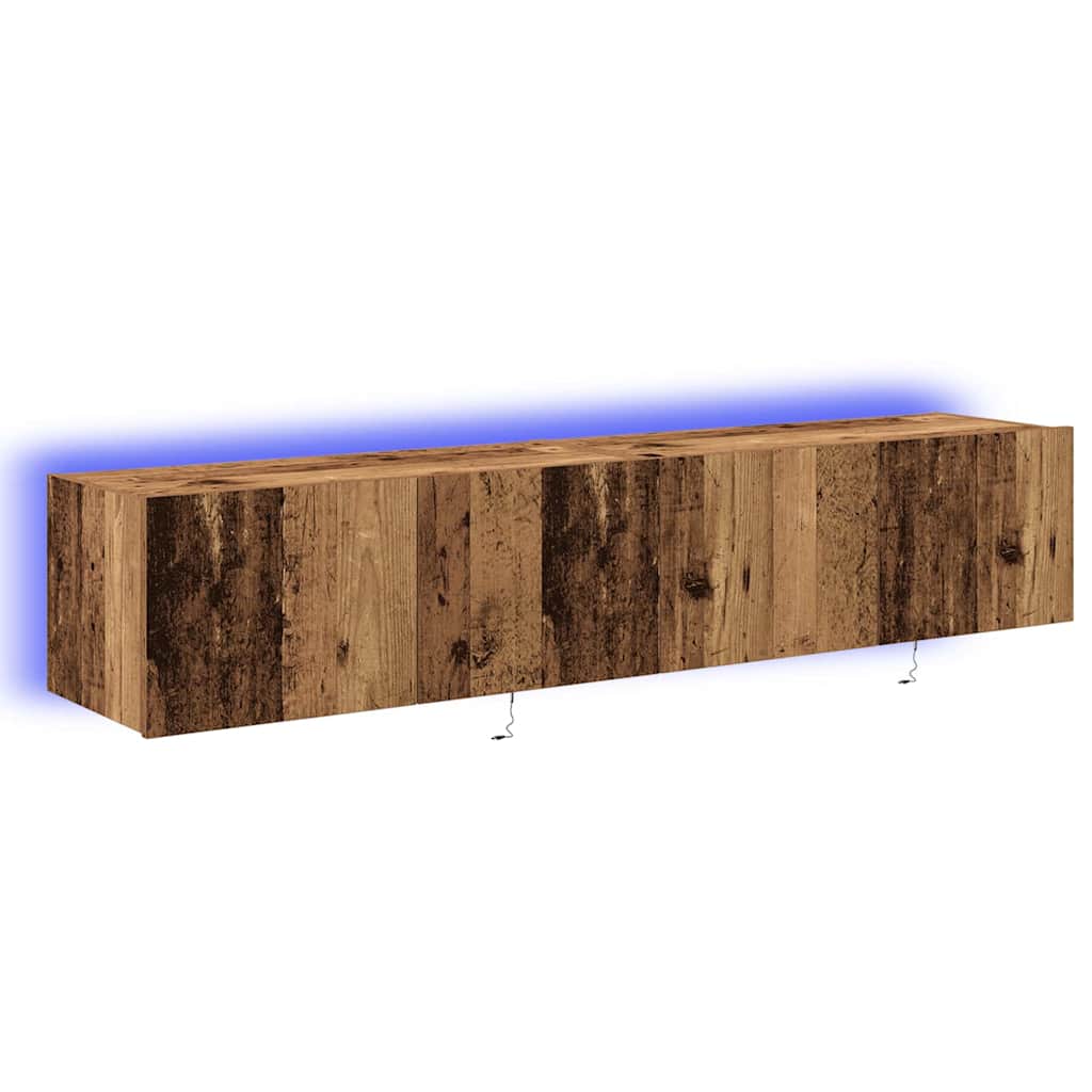 Tv Vägghylla 2 Pcs Gammalt Trä 80 X 35 X 31 Cm Konstruerat Trä