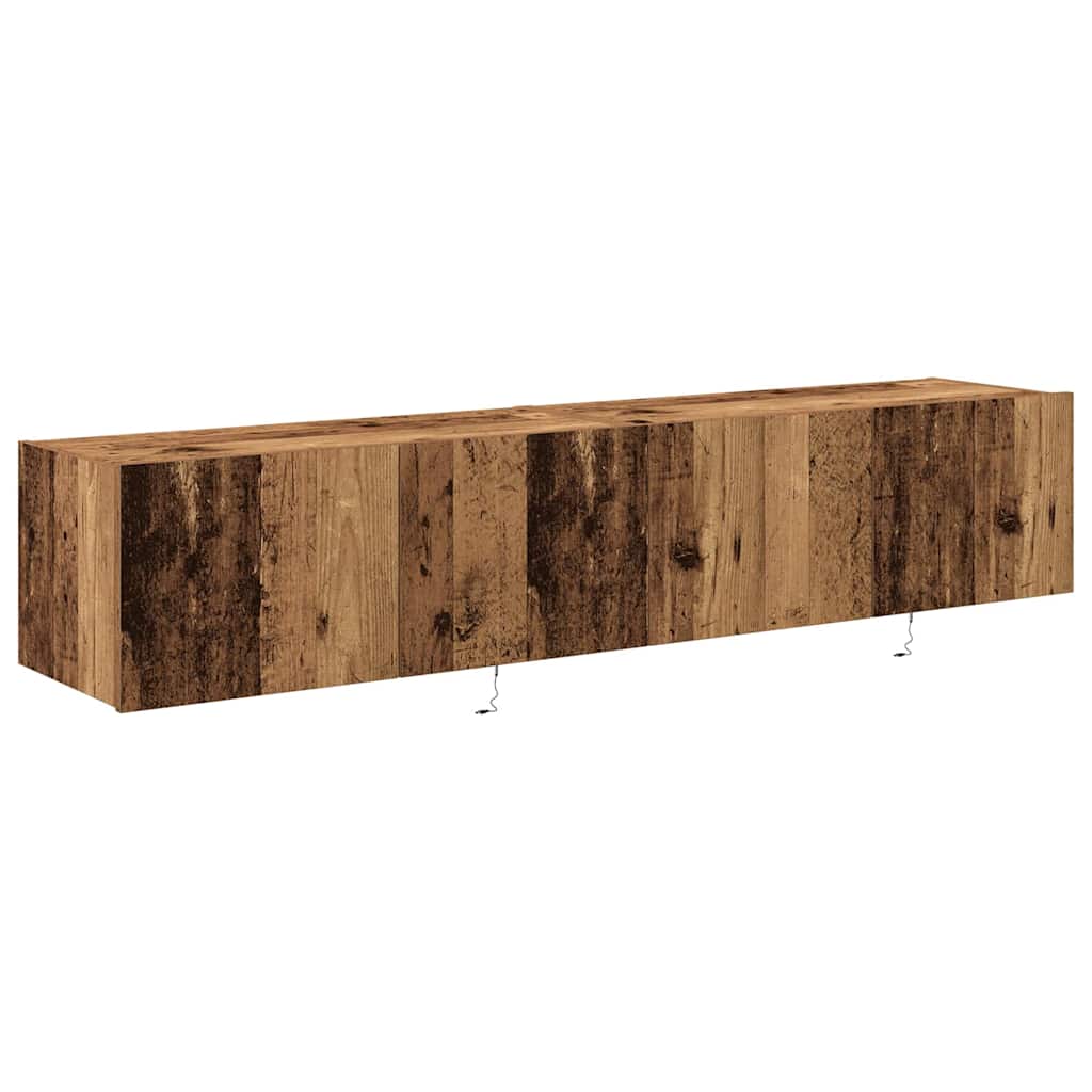 Tv Vägghylla 2 Pcs Gammalt Trä 80 X 35 X 31 Cm Konstruerat Trä