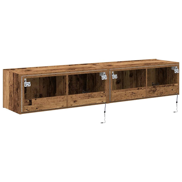 Tv Vägghylla 2 Pcs Gammalt Trä 80 X 35 X 31 Cm Konstruerat Trä