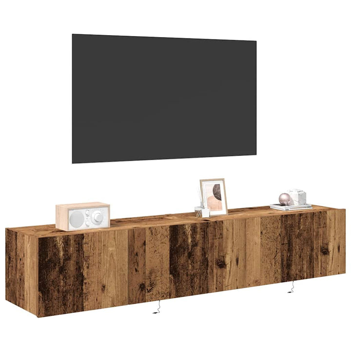 Tv Vägghylla 2 Pcs Gammalt Trä 80 X 35 X 31 Cm Konstruerat Trä