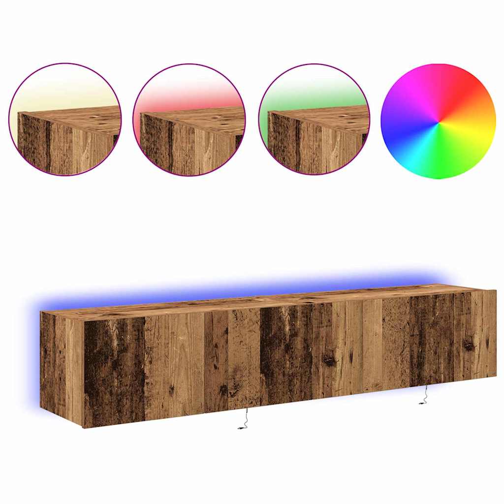 Tv Vägghylla 2 Pcs Gammalt Trä 80 X 35 X 31 Cm Konstruerat Trä
