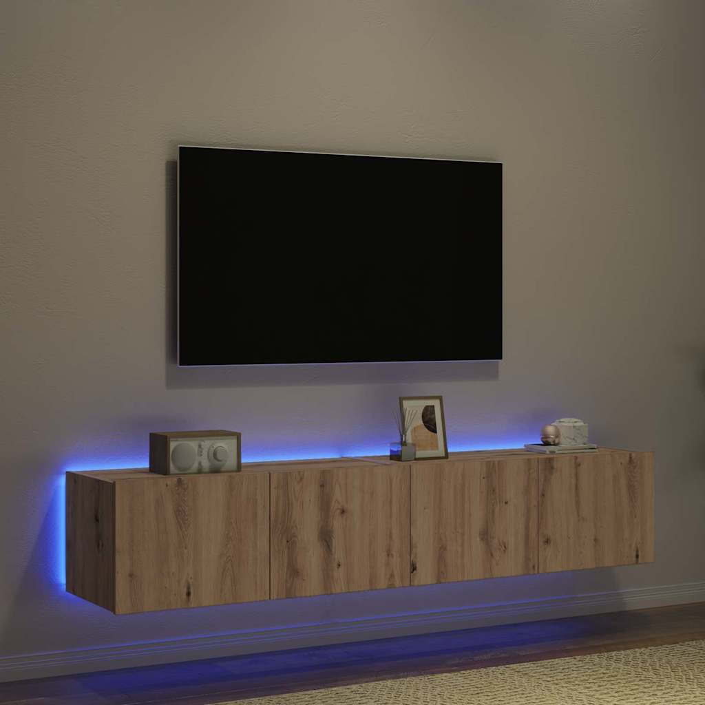Tv Vägghylla 2 Pcs Artisan Ek 80 X 35 X 31 Cm Konstruerat Trä