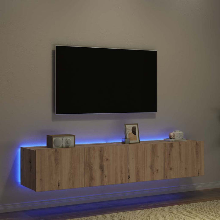 Tv Vägghylla 2 Pcs Artisan Ek 80 X 35 X 31 Cm Konstruerat Trä