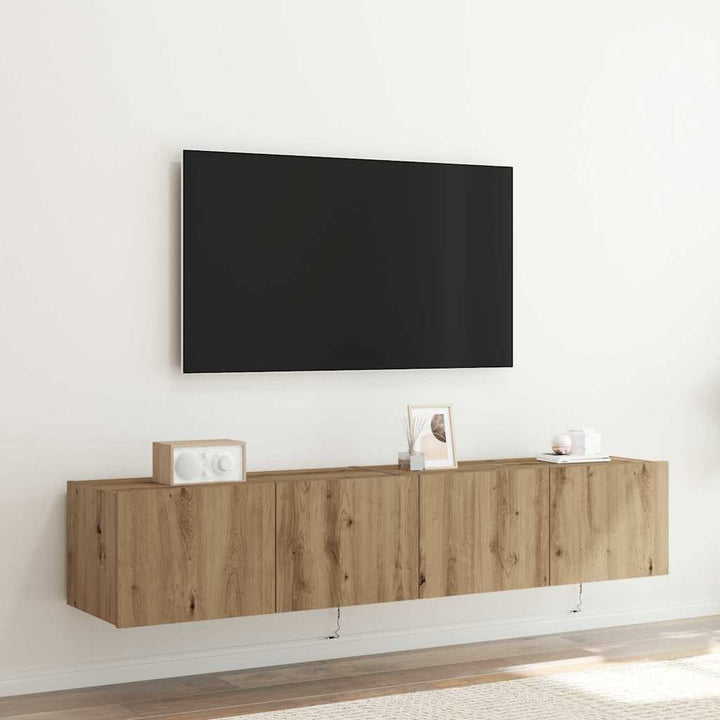 Tv Vägghylla 2 Pcs Artisan Ek 80 X 35 X 31 Cm Konstruerat Trä