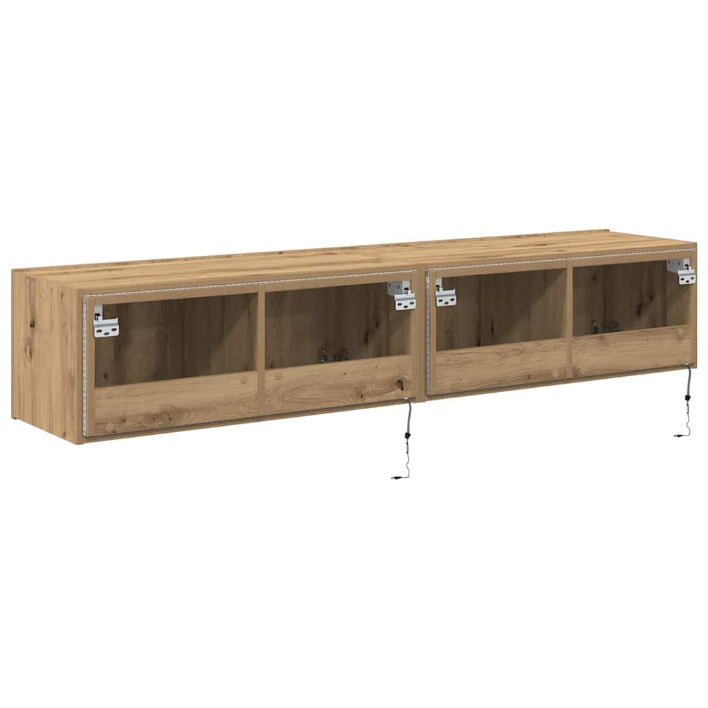 Tv Vägghylla 2 Pcs Artisan Ek 80 X 35 X 31 Cm Konstruerat Trä