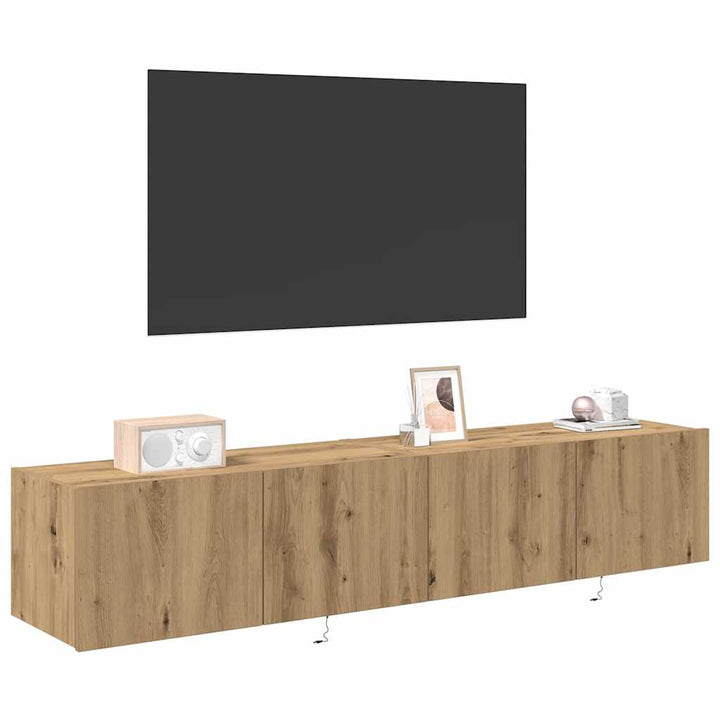Tv Vägghylla 2 Pcs Artisan Ek 80 X 35 X 31 Cm Konstruerat Trä