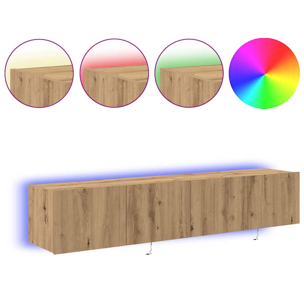 Tv Vägghylla 2 Pcs Artisan Ek 80 X 35 X 31 Cm Konstruerat Trä