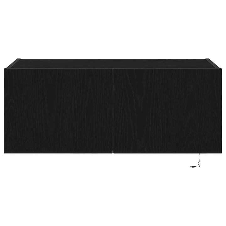 Tv Vägghylla Med Led Svart Ek 80 X 35 X 31 Cm Konstruerat Trä