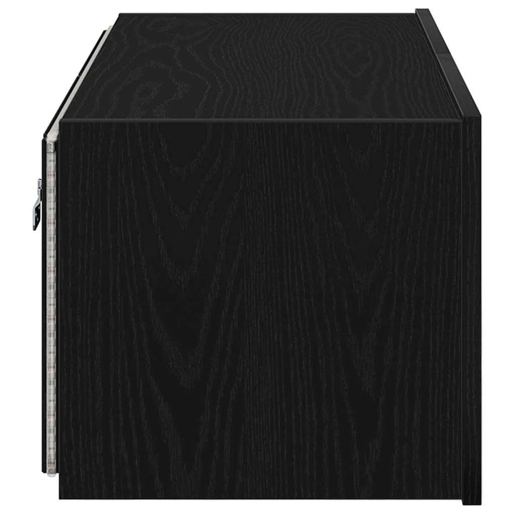 Tv Vägghylla Med Led Svart Ek 80 X 35 X 31 Cm Konstruerat Trä