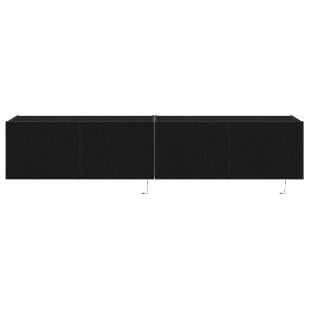 Tv Vägghylla 2 Pcs Svart Ek 80 X 35 X 31 Cm Konstruerat Trä