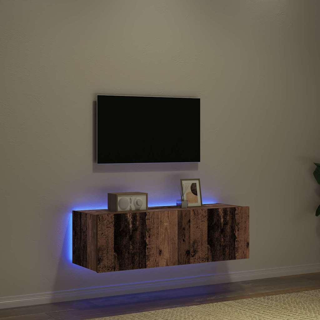 Tv Vägghylla 2 Pcs Gammalt Trä 100 X 35 X 31 Cm Konstruerat Trä