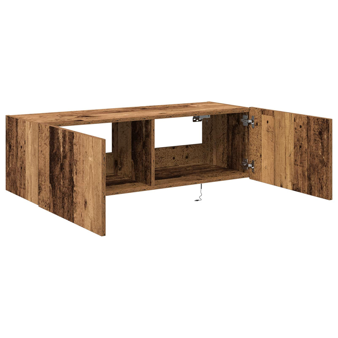 Tv Vägghylla 2 Pcs Gammalt Trä 100 X 35 X 31 Cm Konstruerat Trä