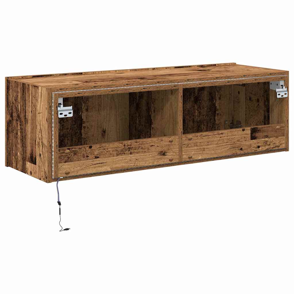 Tv Vägghylla 2 Pcs Gammalt Trä 100 X 35 X 31 Cm Konstruerat Trä