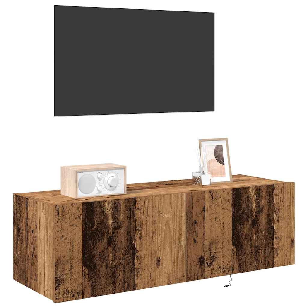 Tv Vägghylla 2 Pcs Gammalt Trä 100 X 35 X 31 Cm Konstruerat Trä