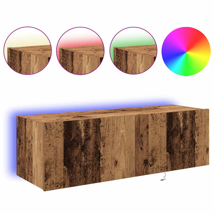 Tv Vägghylla 2 Pcs Gammalt Trä 100 X 35 X 31 Cm Konstruerat Trä