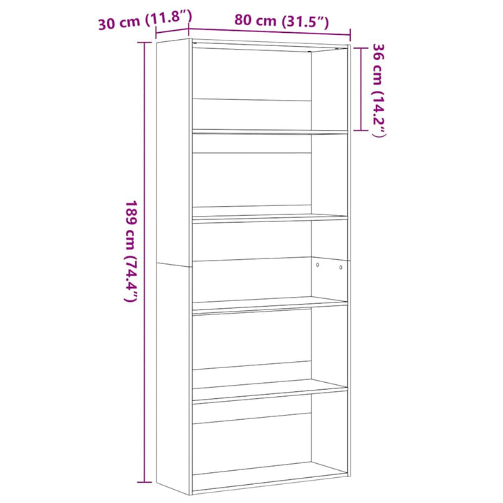 Bokhylla 80X30X Konstruerat Trä
