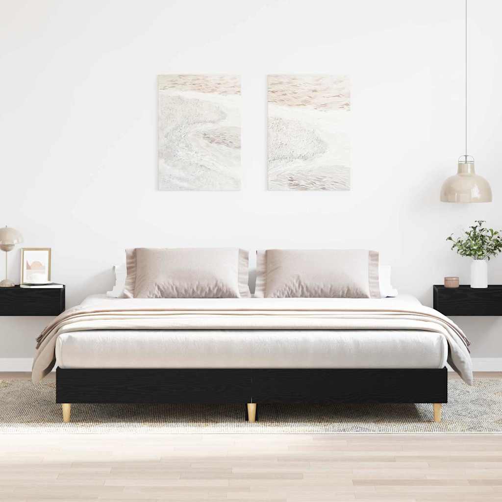 Sängram Svart Ek 203 X 203 X 25 Cm Konstruerat Trä