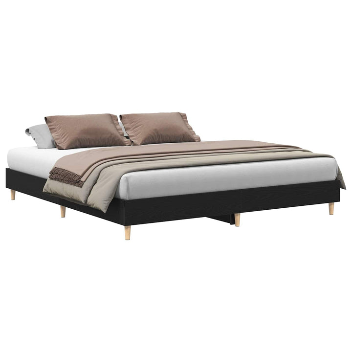 Sängram Svart Ek 203 X 203 X 25 Cm Konstruerat Trä