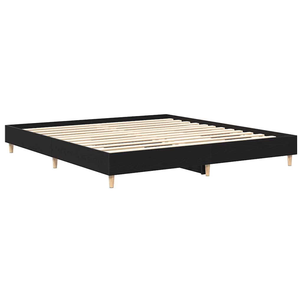 Sängram Svart Ek 203 X 203 X 25 Cm Konstruerat Trä