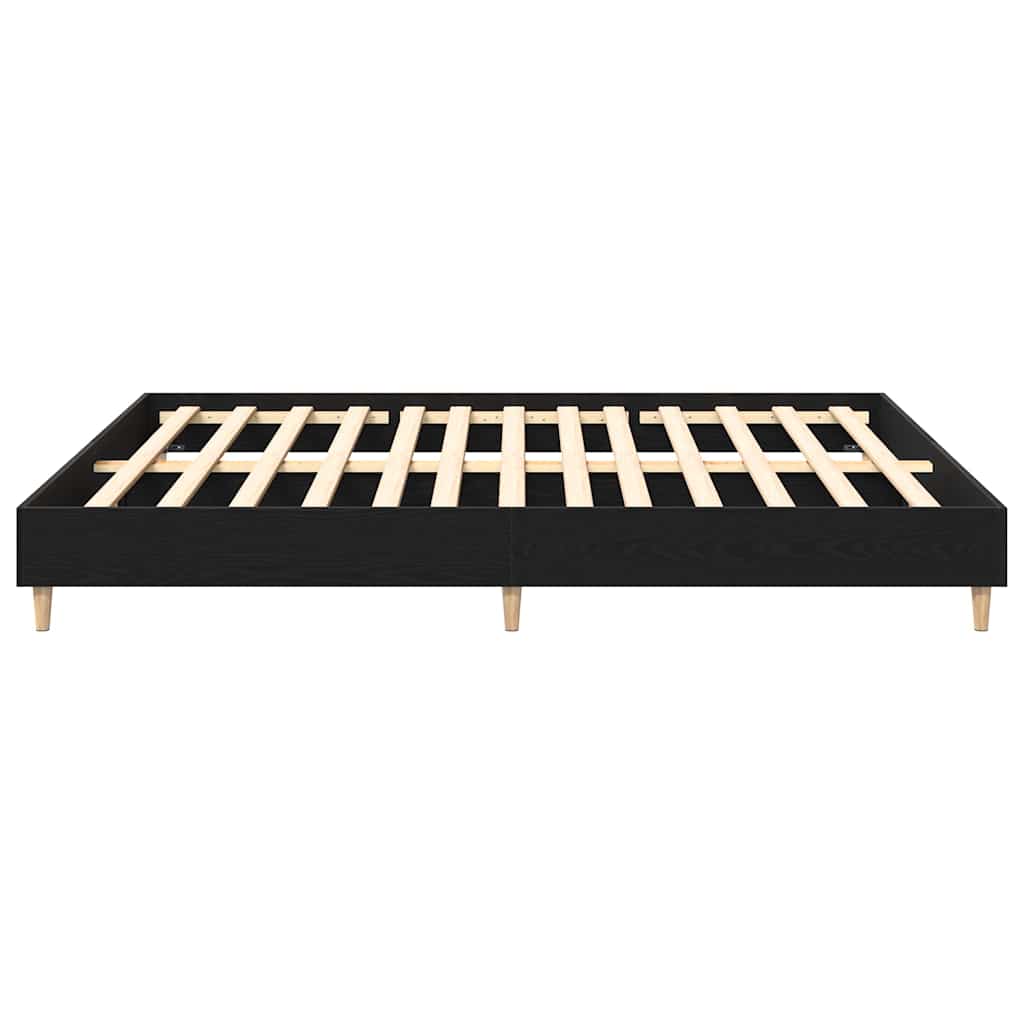 Sängram Svart Ek 203 X 203 X 25 Cm Konstruerat Trä