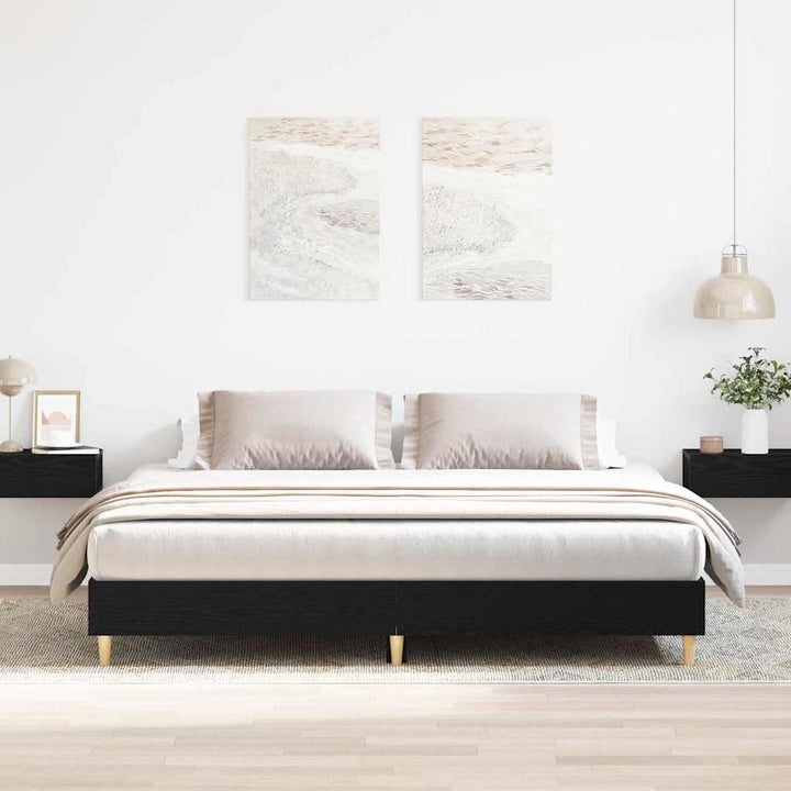 Sängram Svart Ek 203 X 183 X 25 Cm Konstruerat Trä