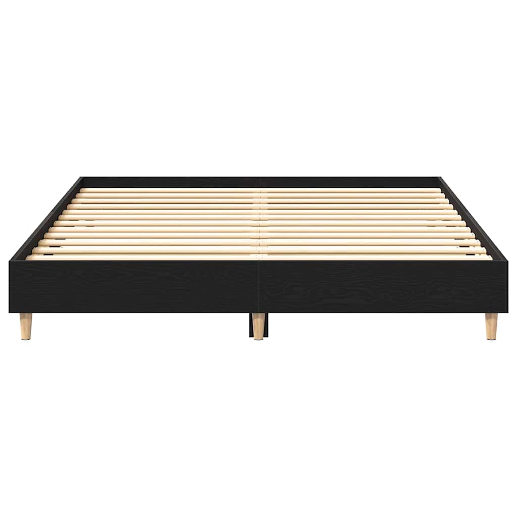 Sängram Svart Ek 203 X 153 X 25 Cm Konstruerat Trä