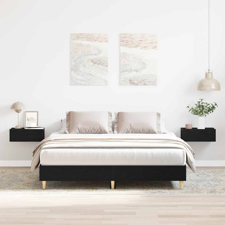 Sängram Svart Ek 203 X 143 X 25 Cm Konstruerat Trä
