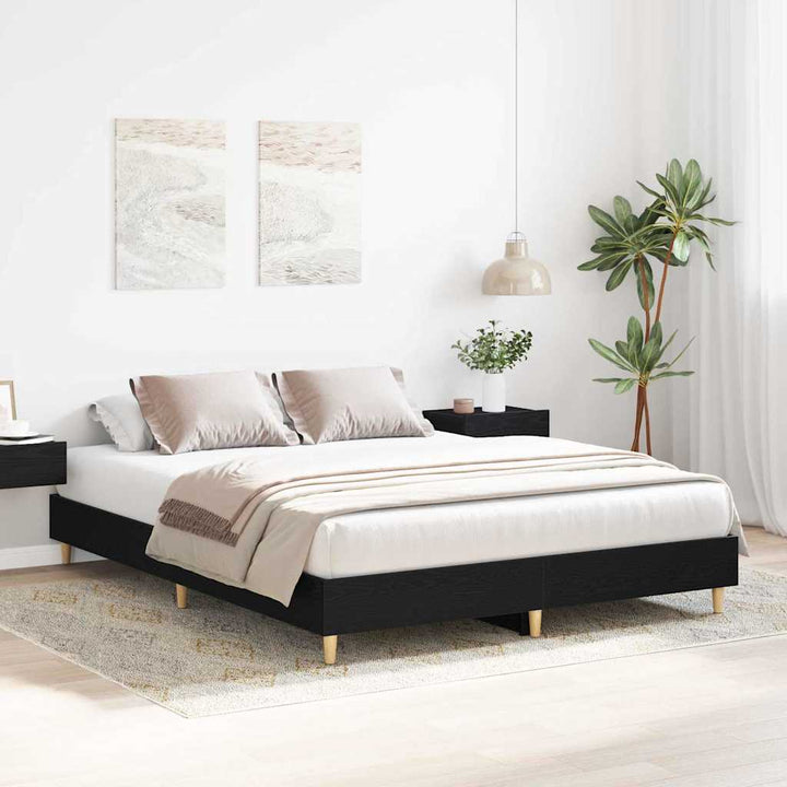 Sängram Svart Ek 203 X 143 X 25 Cm Konstruerat Trä