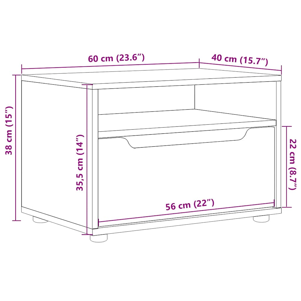Tv-Bänk Visnes 60X40X38 Cm Konstruerat Trä
