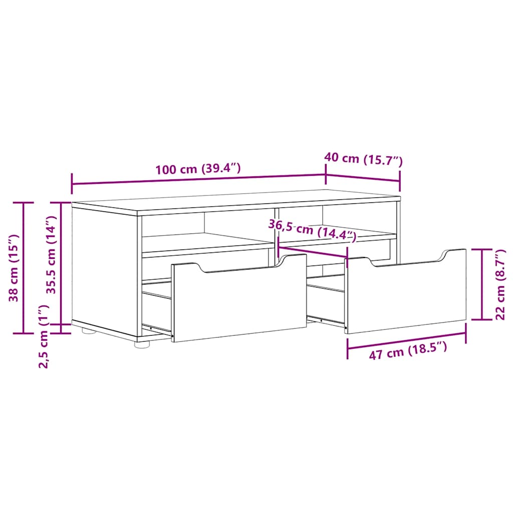 Tv-Bänk Visnes 100X40X38 Cm Konstruerat Trä